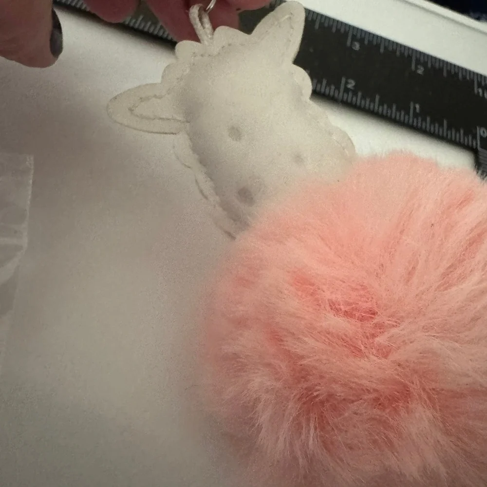 Cute Llama Pom Pom Keychain Pink Faux Fur Glasses Adorable Bag Charm Gift‎